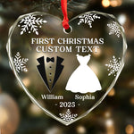 Custom Name First Christmas as Mr & Mrs Gifts for Couples - Personalized Glass Ornament