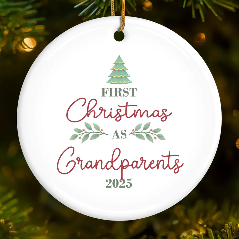Custom First Christmas as Grandparents Gifts - Personalized Ceramic Ornament