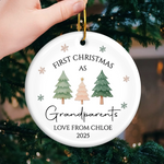 Custom Name First Christmas as Grandparents Gift - Personalized Ceramic Ornament
