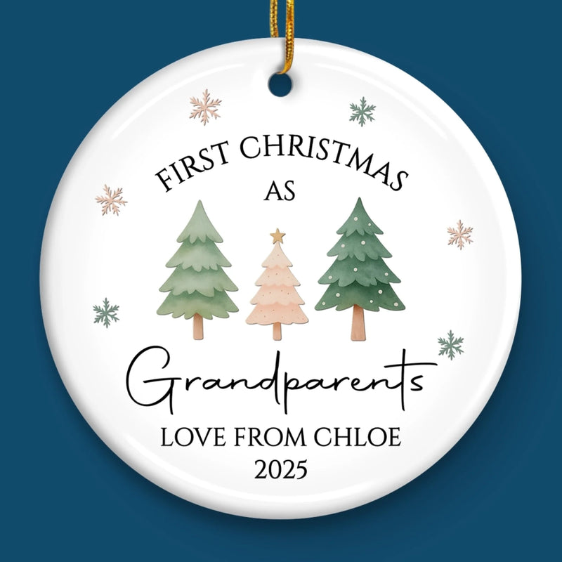 Custom Name First Christmas as Grandparents Gift - Personalized Ceramic Ornament