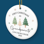 Custom Name First Christmas as Grandparents Gift - Personalized Ceramic Ornament