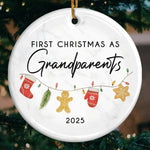 Custom First Christmas as Grandparents Gift - Personalized Ceramic Ornament