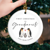 Custom Baby's First Christmas Grandparents Ceramic Ornament - Personalized Christmas Birthday Gifts For First Time Grandparents, Future Grandpa and Grandma, Family - Joy Begins With Grandbaby