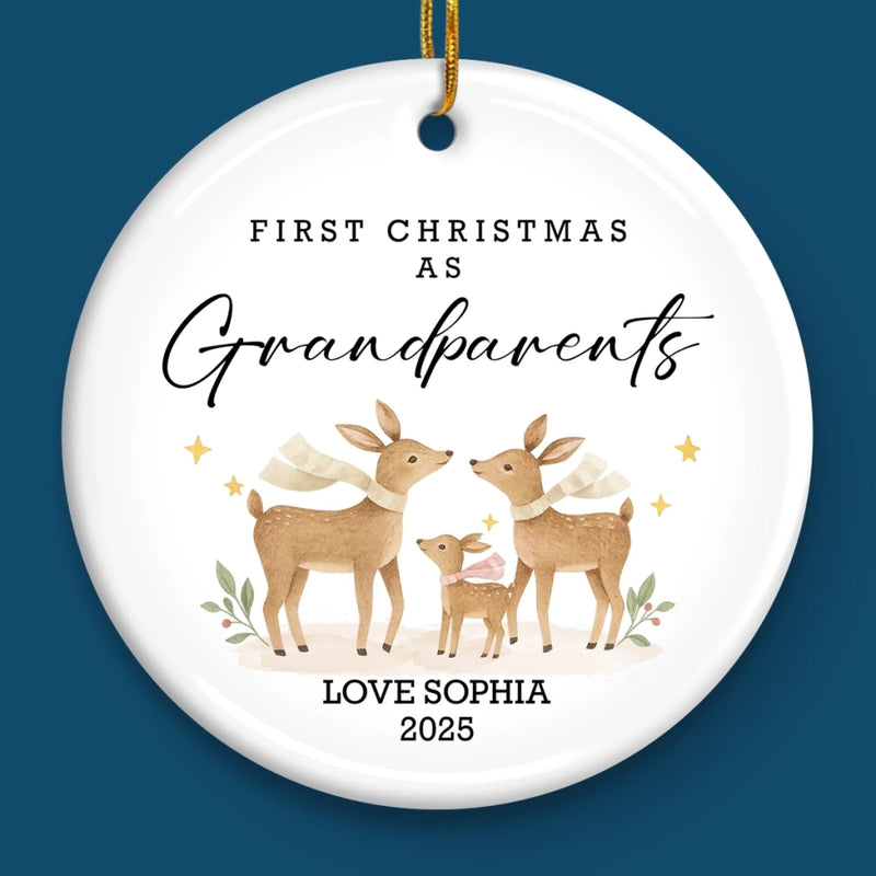 Custom Name First Christmas as Grandparents Gifts - Personalized Ceramic Ornament