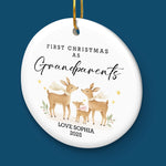 Custom Name First Christmas as Grandparents Gifts - Personalized Ceramic Ornament
