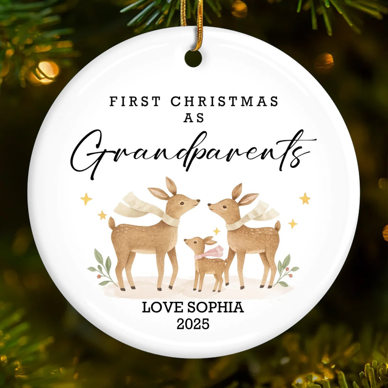 Custom Name First Christmas as Grandparents Gifts - Personalized Ceramic Ornament
