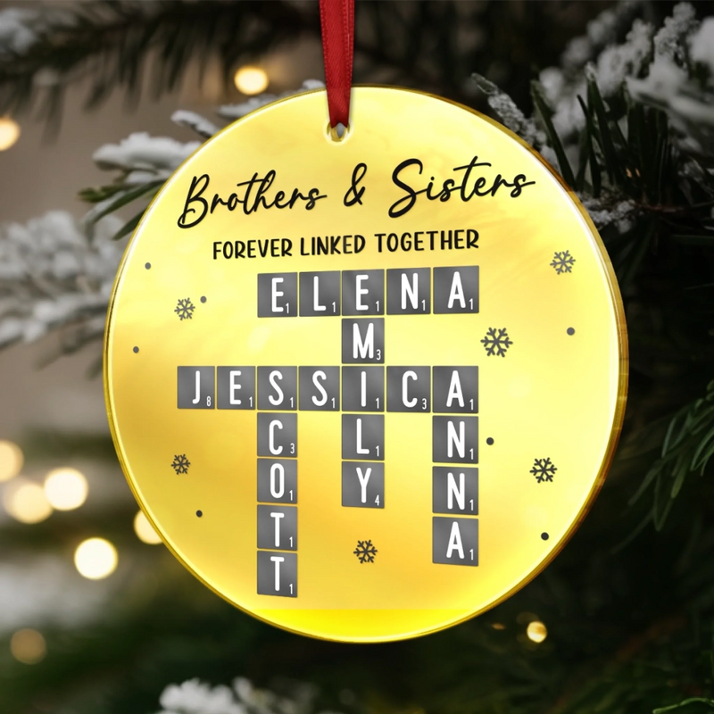 Custom Name Brothers and Sisters Christmas Gifts - Personalized Mirrored Acrylic Ornament