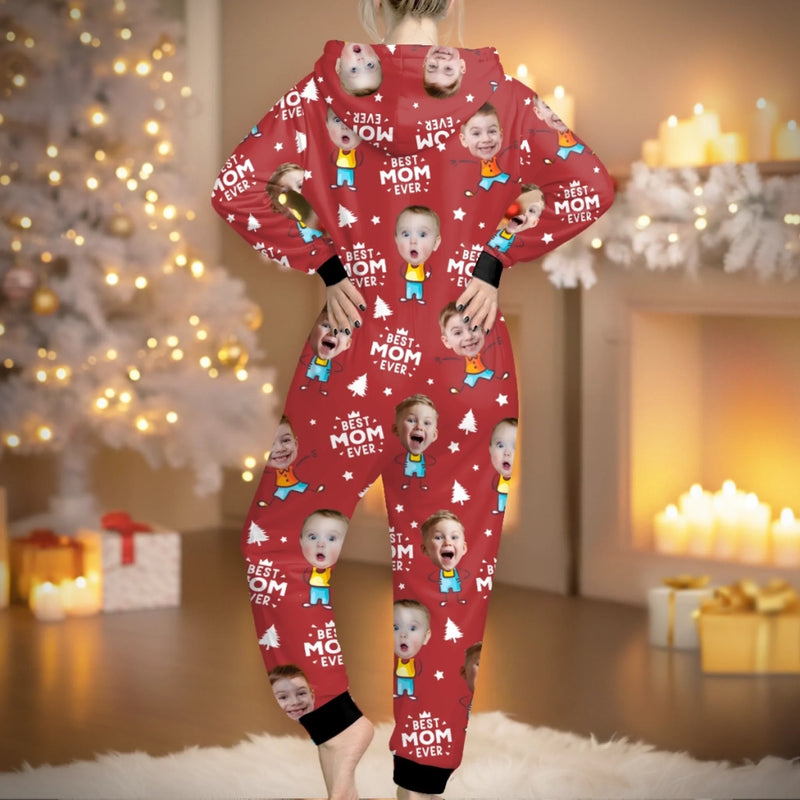 Custom Photo Adult Onesie - Personalized Christmas Birthday Gifts For Mom, Grandma - Cuddle Season Mode