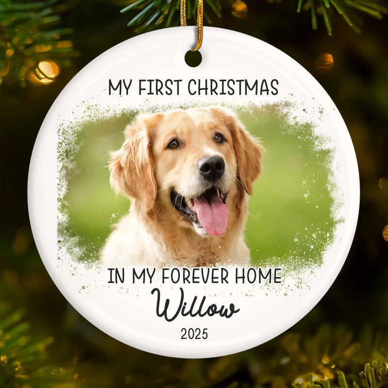 Custom Pet Photo First Christmas Gifts for Dog Lovers - Personalized Ceramic Ornament