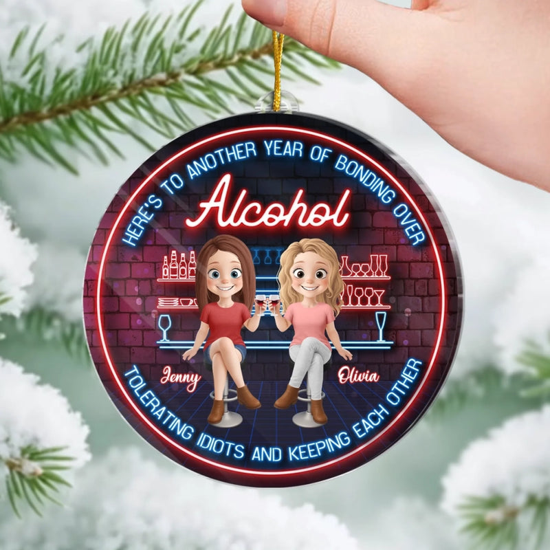 Custom Name Funny Drinking Friends Gifts - Personalized Ornament