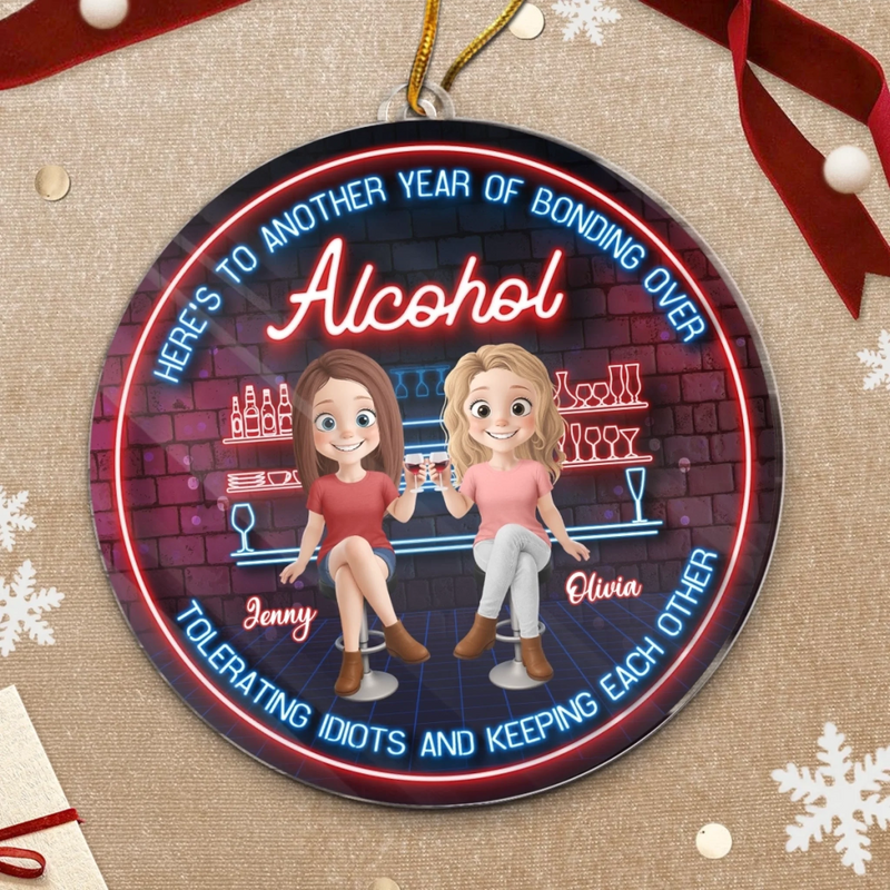 Custom Name Funny Drinking Friends Gifts - Personalized Ornament