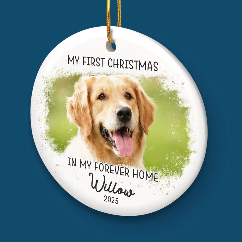 Custom Pet Photo First Christmas Gifts for Dog Lovers - Personalized Ceramic Ornament
