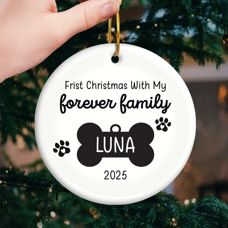 Custom Name First Christmas Dog Gifts - Personalized Ceramic Ornament