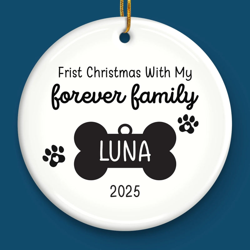 Custom Name First Christmas Dog Gifts - Personalized Ceramic Ornament