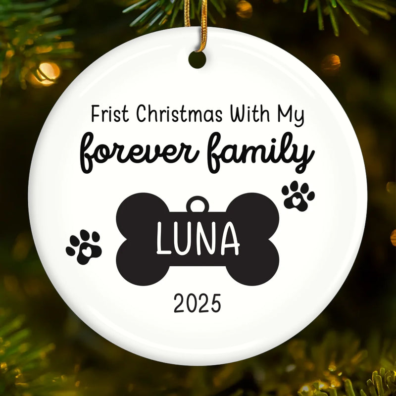Custom Name First Christmas Dog Gifts - Personalized Ceramic Ornament