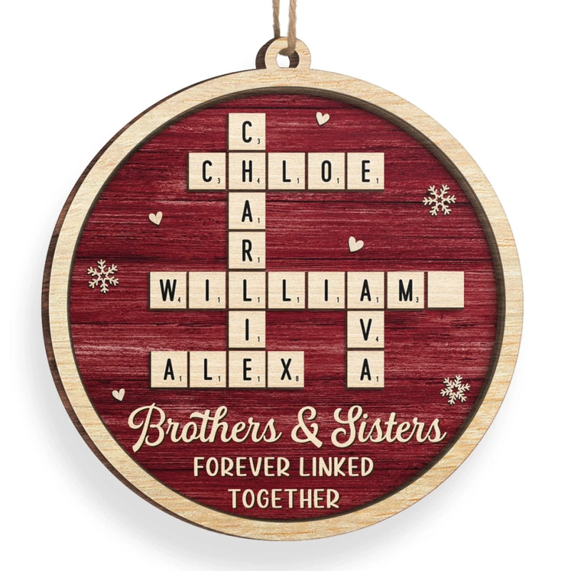 Custom Scrabble Wood Ornament - Personalized Christmas Birthday Gifts For Brother, Sister - Joyful Hearts Gather Here
