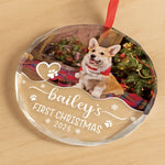 Custom Pet Photo First Christmas Gifts for Dog Lovers - Personalized Glass Ornament