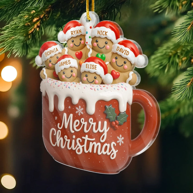 Custom Name Gingerbread Family Christmas Gifts - Personalized Ornament