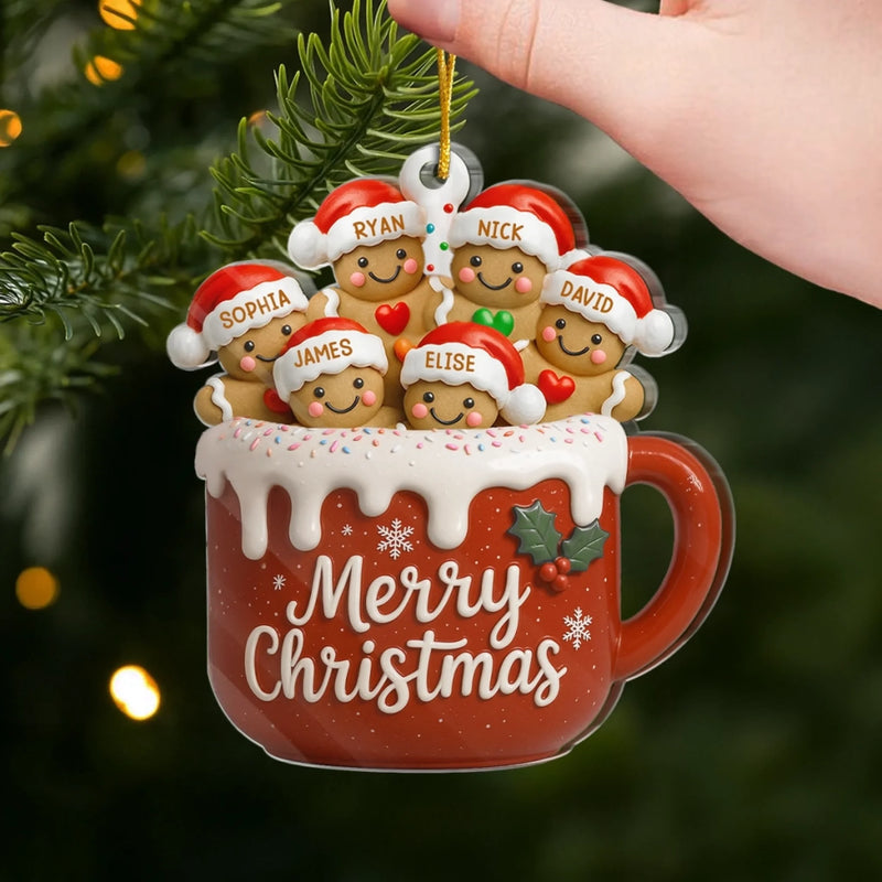 Custom Name Gingerbread Family Christmas Gifts - Personalized Ornament