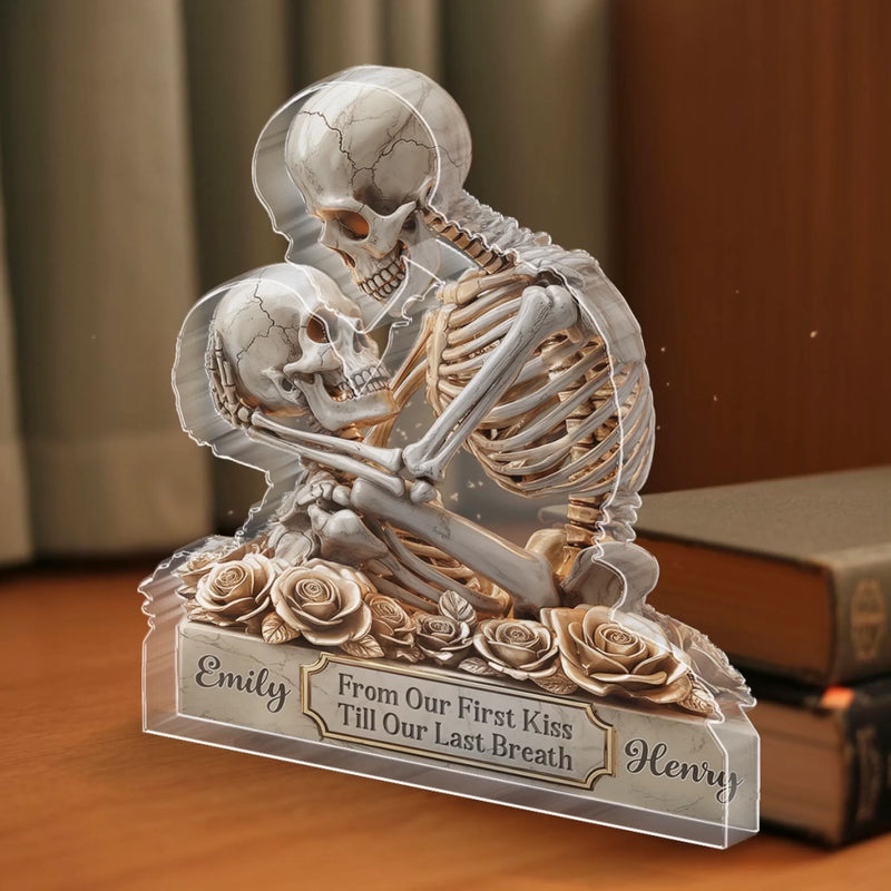 Custom Name Skeleton Couple Love Gifts - Personalized Acrylic Plaque Custom Shape