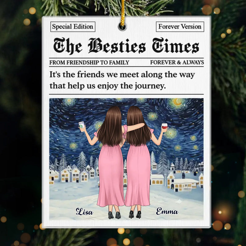 Custom Name Friendship Christmas Gifts for Besties - Personalized Ornament