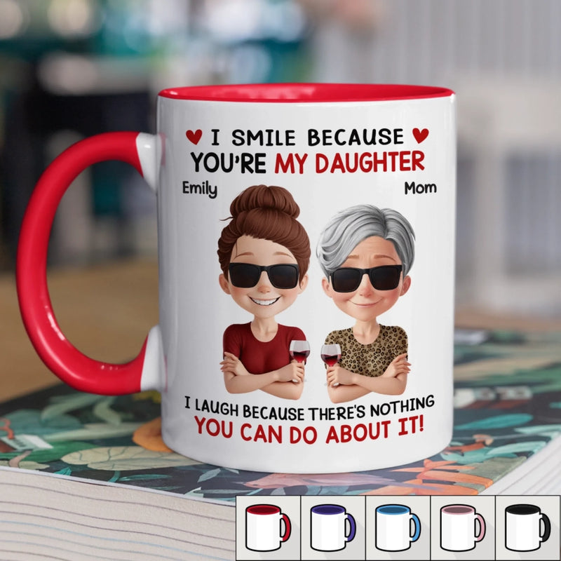 Custom Accent Mug - Personalized Birthday Gifts For Mom, Dad, Daughter, Son - Love Runs In Family