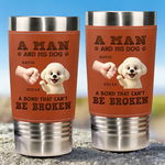 Custom Name Man and Dog Gifts for Dog Dads - Personalized Printed Leather Tumbler