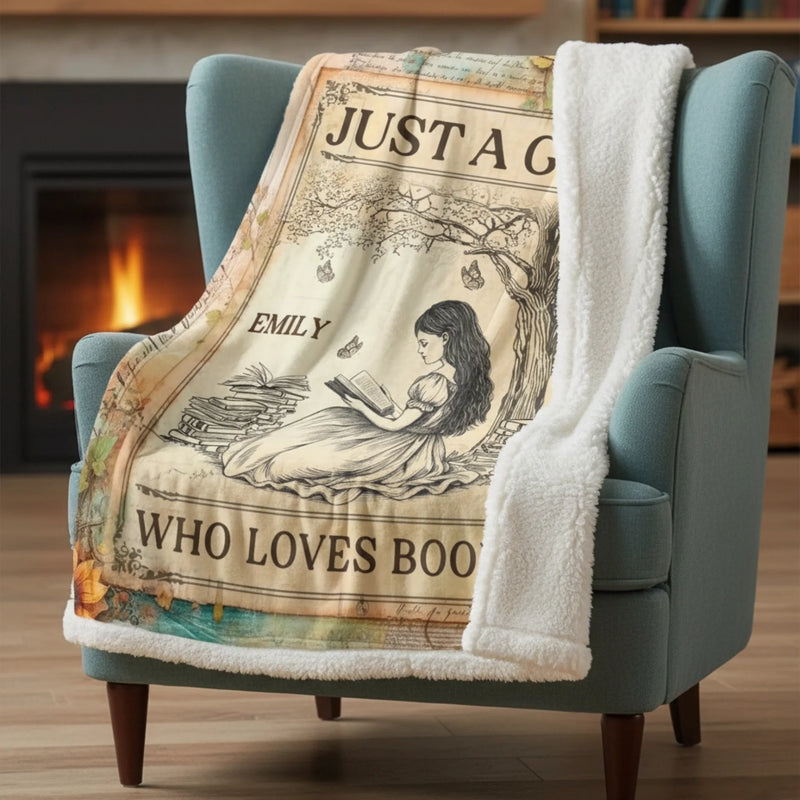 Custom Name Book Lover Gifts for Girls - Personalized Blanket