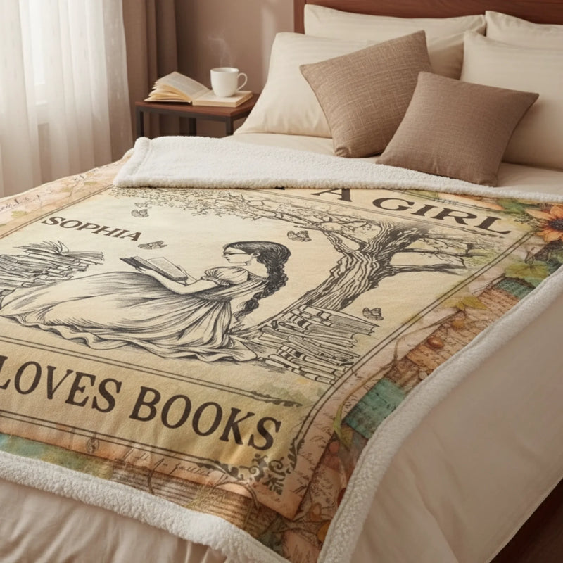 Custom Name Book Lover Gifts for Girls - Personalized Blanket