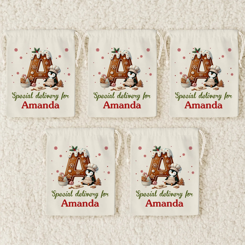 Custom Name Christmas Gingerbread Baking Gifts - Personalized Christmas Favor Bag