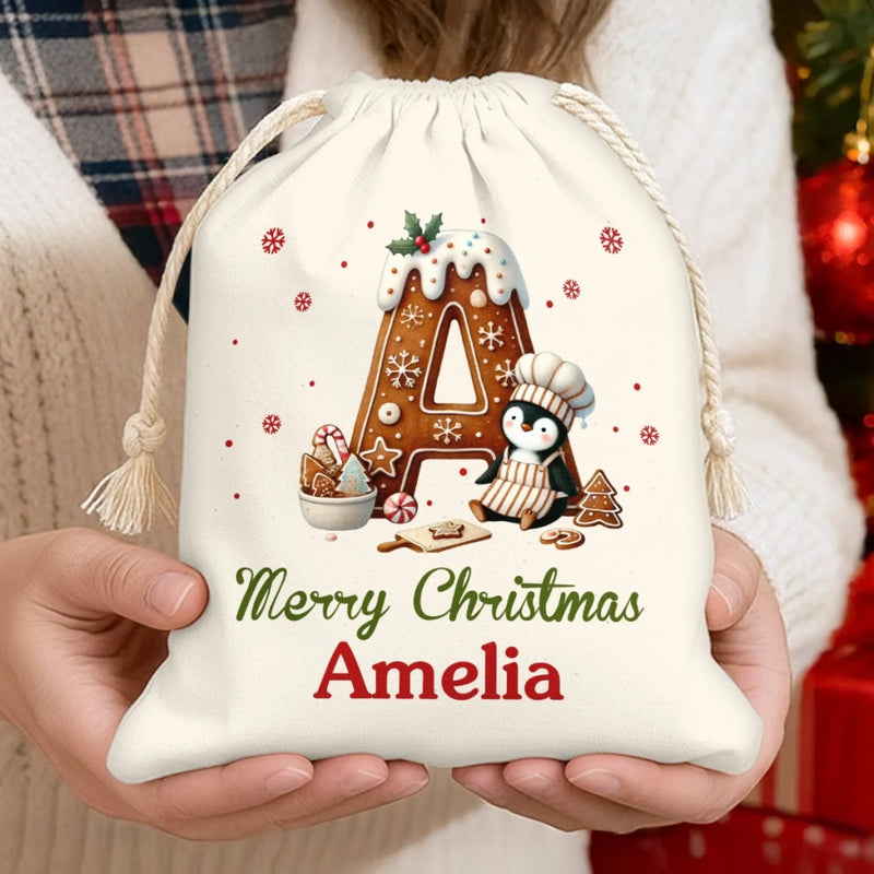 Custom Name Christmas Gingerbread Baking Gifts - Personalized Christmas Favor Bag