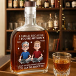 Custom Name Funny Father Son Gifts - Personalized Round Whiskey Bottle