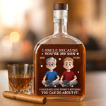 Custom Name Funny Father Son Gifts - Personalized Round Whiskey Bottle