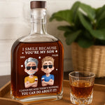 Custom Name Funny Father Son Gifts - Personalized Round Whiskey Bottle