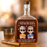 Custom Name Funny Father Son Gifts - Personalized Round Whiskey Bottle