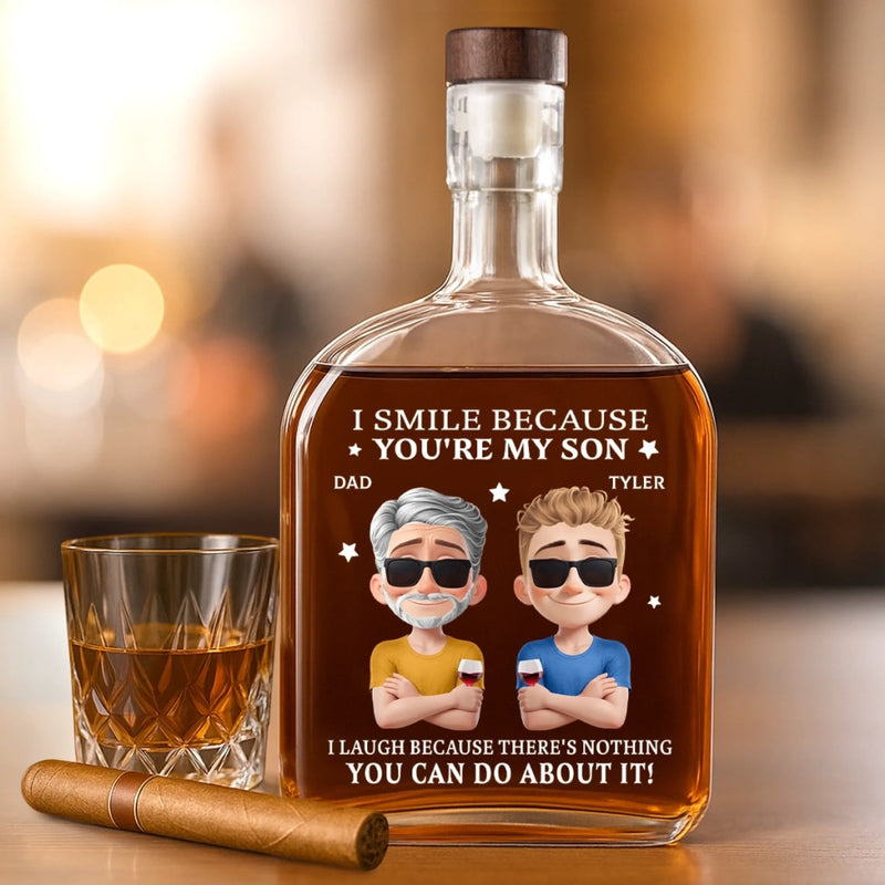 Custom Name Funny Father Son Gifts - Personalized Round Whiskey Bottle