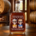 Custom Name Funny Father Son Gifts - Personalized Round Whiskey Bottle