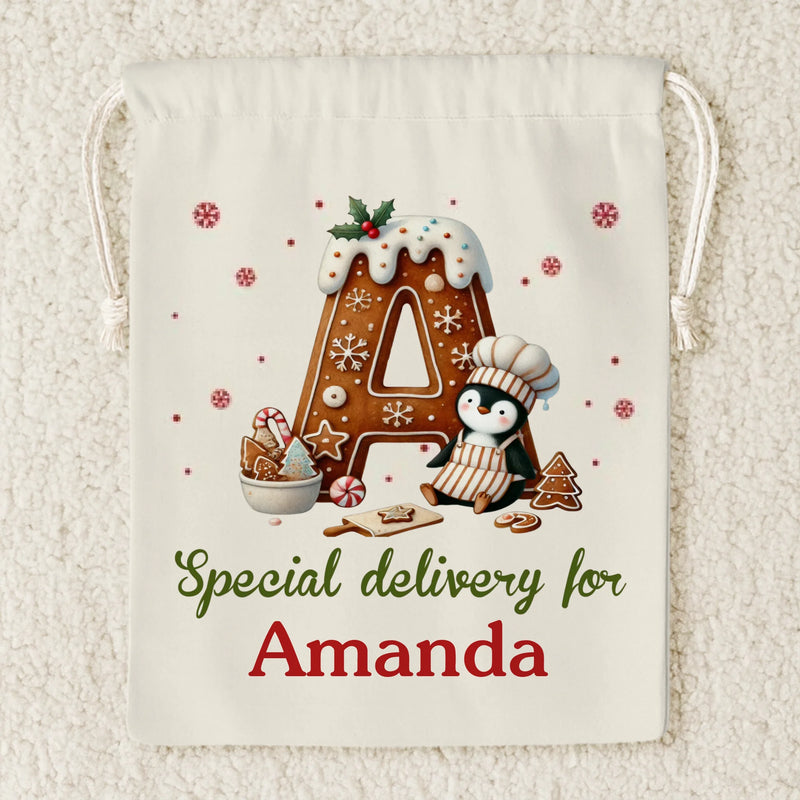 Custom Name Christmas Gingerbread Baking Gifts - Personalized Christmas Favor Bag