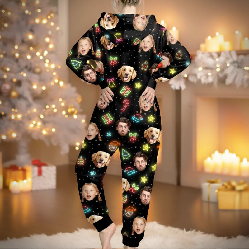 Custom Photo Christmas Gifts for Families - Personalized Adult Onesie
