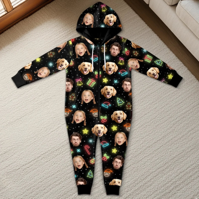 Custom Photo Christmas Gifts for Families - Personalized Adult Onesie