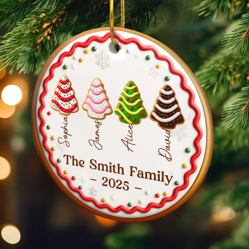 Custom Name Christmas Tree Family Gifts - Personalized Ceramic Ornament