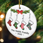 Custom Name Family Christmas Gifts - Personalized Ceramic Ornament