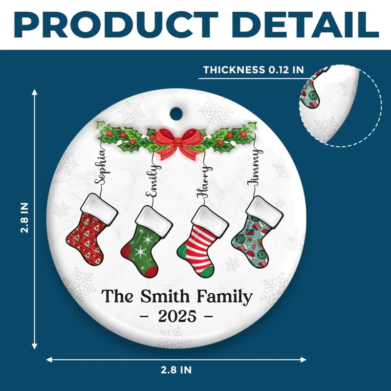 Custom Name Family Christmas Gifts - Personalized Ceramic Ornament