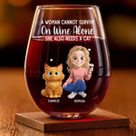 Custom Name Funny Cat Lover Gifts for Women - Personalized Wine Glass