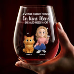 Custom Name Funny Cat Lover Gifts for Women - Personalized Wine Glass
