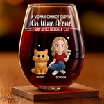 Custom Name Funny Cat Lover Gifts for Women - Personalized Wine Glass