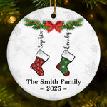 Custom Name Family Christmas Gifts - Personalized Ceramic Ornament