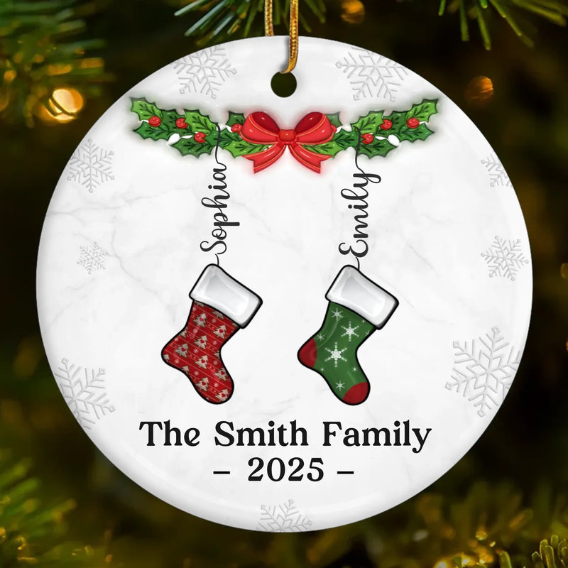 Custom Name Family Christmas Gifts - Personalized Ceramic Ornament