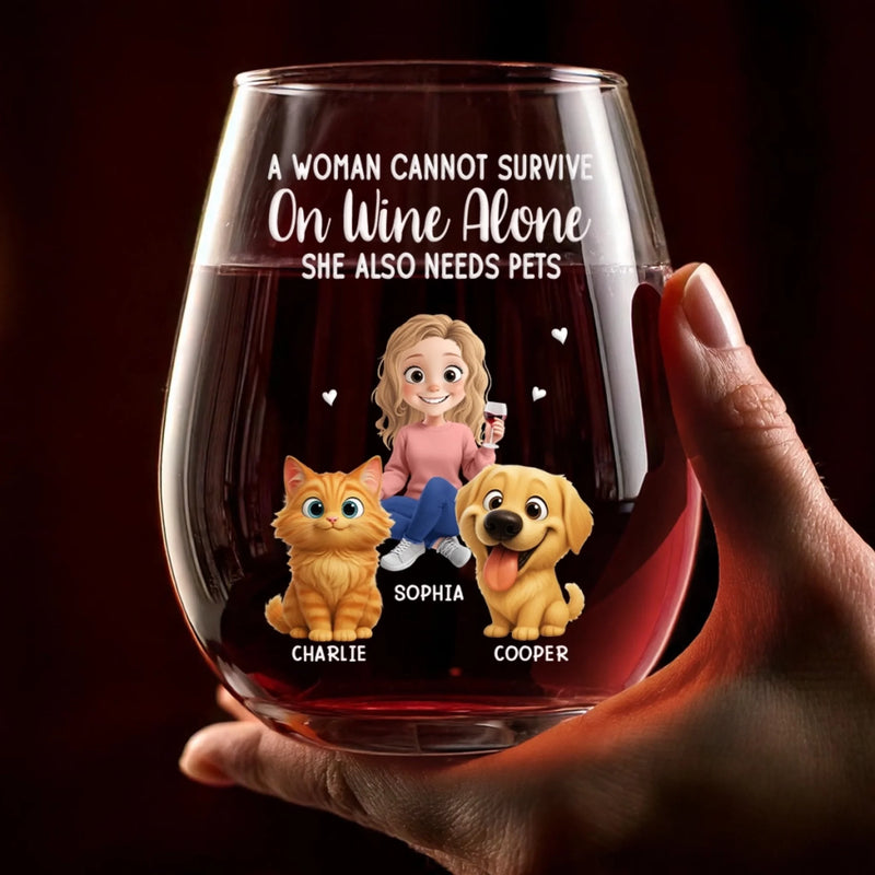 Custom Name Pet Lover Gifts for Women - Personalized Wine Glass