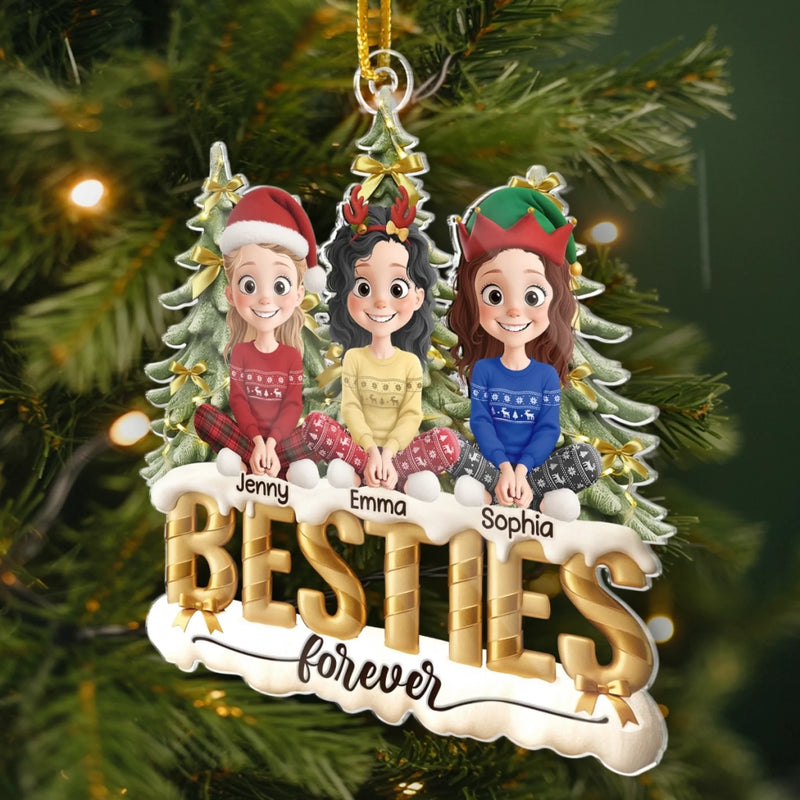 Custom Name Christmas Besties Gifts for Girls - Personalized Ornament